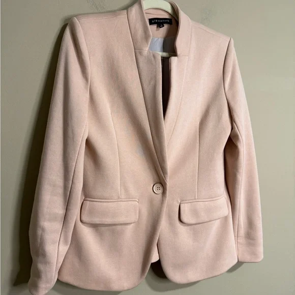 Gibsonlook Inverted notch Collar Cotton Blend Knit Blazer in Pearl Blush - Picture 4 of 7